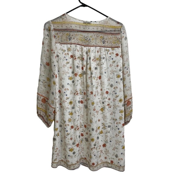 Joie Vesta Dress Small Womens Silk Floral Lined Sheer Boho Tassel Tie Porcelaine - Picture 4 of 13